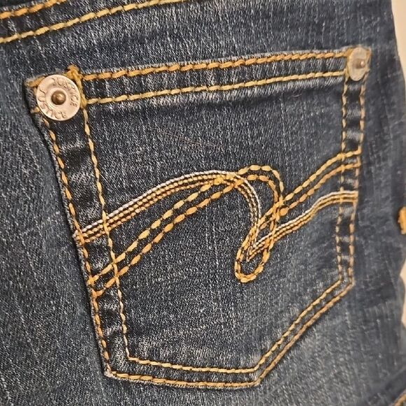 Dark Blue Denim Shorts with Heart Detail - Picture 7 of 9